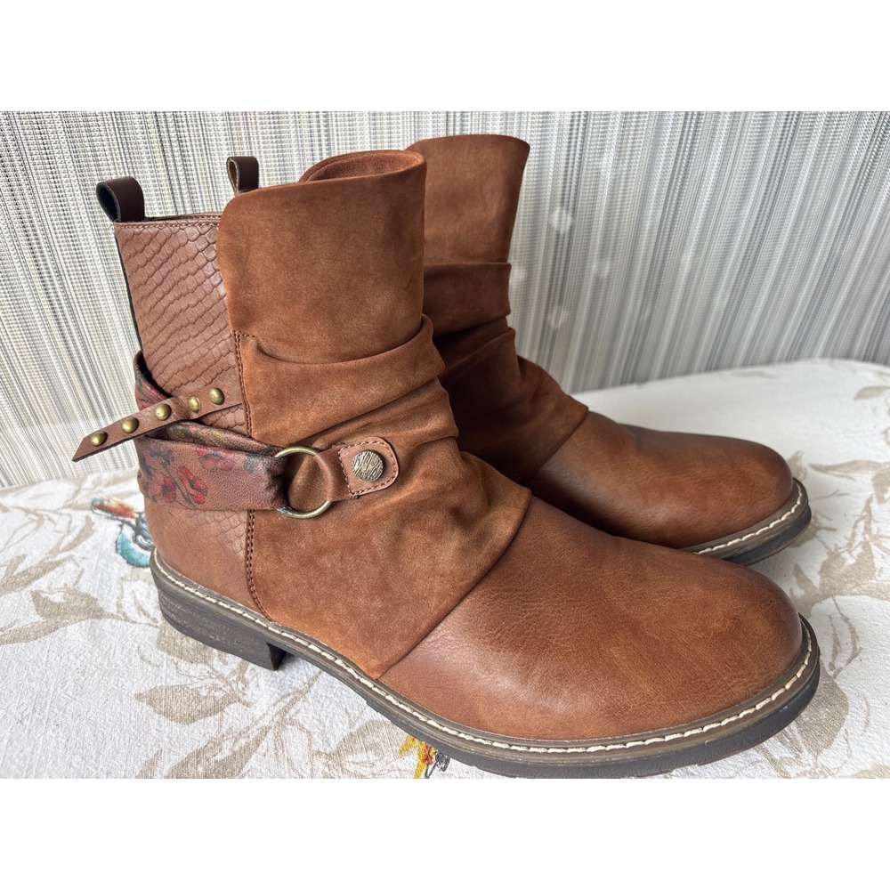 Patrizia by Spring Step women's 41/US 10 Grecia Brown Floral Ankle Boots